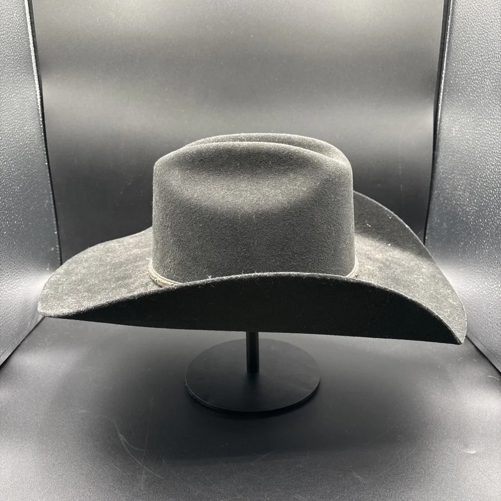 Cavenders 3X Cowboy Collection Black Premium Wool Felt Cowboy Hat Size 7 1/8
